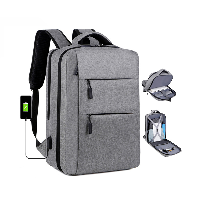 OEM European Market Polyester School Bags Travel Business Laptops Backpack With USB Charger Port