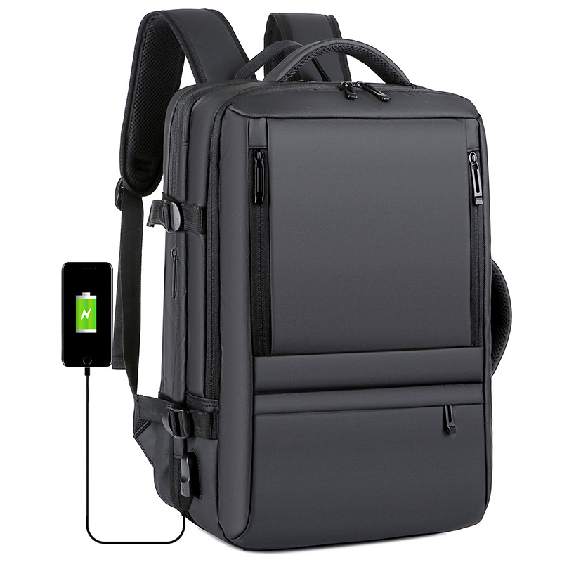 Expandable men business waterproof laptop backpack With charging port